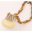 Posh Beige Gemstone Decorated Simple Design Alloy Bib Necklaces