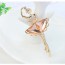 Graduation Light Coffee & Champagne Gold Dancing Girl Shape Decorated Simple Design Alloy Crystal Brooches