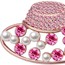 Concealed Light Plum Red & Rose Gold Diamond Decorated Hat Shape Design Alloy Crystal Brooches