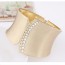 Ruby Gold Color Diamond Decorated Geometrical Shape Wide Design Alloy Fashion Bangles
