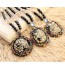 Tie Multicolor Beads Decorated Round Pendant Design Alloy Beaded Necklaces