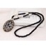 China Black Diamond Decorated Oval Pendant Design Alloy Bib Necklaces