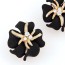 Caspari Black Diamond Decorated Flower Design Alloy Stud Earrings