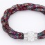 Retro Multicolor Diamond Decorated Weave Design Alloy Korean Fashion Bracelet