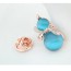 Asian Blue & Rose Gold Diamond Decorated Gourd Shape Design Alloy Crystal Brooches