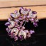 Direct Purple Diamond Decorated Meniscus Shape Design Alloy Crystal Brooches