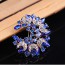 Human Blue Diamond Decorated Meniscus Shape Design Alloy Crystal Brooches