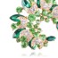 Uniqe Green Diamond Decorated Meniscus Shape Design Alloy Crystal Brooches