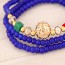 Korean Sapphire Blue Beads Decorated Multilayer Design Alloy Korean Fashion Bracelet