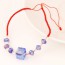 Sweet Blue Square Shape Decorated Weave Design Imitation Crystal Korean Fashion Bracelet