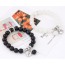Fashion Black Beads Decorated Heart Shape Design