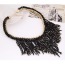 Bohemia Black Beads Decorated Weave Tassle Design