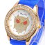 Catholic sapphire blue diamond decorated owl pattern design silicone Ladies Watches