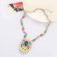 Indian Multicolor Multilayer Petals Oval Shape Pendant Alloy Bib Necklaces