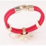 Elegant Red Flower Decorated Double Layer Design Leather Korean Fashion Bracelet