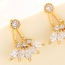 Boutique Champagne Gold Diamond Decorated Flower Design  Cuprum Fashion earrings