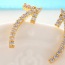 Delicate Champagne Gold Diamond Decorated Arrow Shape Design  Cuprum Fashion earrings