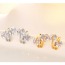 Sweet Champagne Gold Diamond Decorated Flower Design  Cuprum Fashion earrings