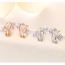 Sweet Rose Gold Diamond Decorated Flower Design  Cuprum Fashion earrings