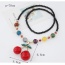 Sweet Multicolor Beads Decorated Cherry Shape Pendant Design Alloy Beaded Necklaces