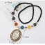 Sweet Multicolor Beads Decorated Oval Shape Pendant Design Alloy Beaded Necklaces
