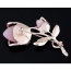 Exquisite Light Watermelon Red Diamond Decorated Hollow Out Flower Design  Alloy Korean Brooches