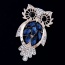 Exquisite Blue Diamond Decorated Owl Shape Design  Alloy Korean Brooches