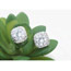 Luxurious White Diamond Decorated Square Shape Design  Cuprum Crystal Earrings