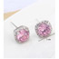 Luxurious White Diamond Decorated Square Shape Design  Cuprum Crystal Earrings