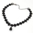 Elegant Black Bead Pendant Decorated Flower Shape Design