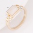 Personality Gold Color Rectangle Shape Gemstone Decorated Simple Design  Alloy Korean Rings