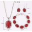 Temperament Red Oval Gemstone Pendant Decorated Simple Design Alloy Jewelry Sets