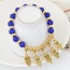Exquisite Sapphire Blue Owl Shape Pendant Decorated Beads Chain Design