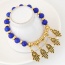 Exquisite Sapphire Blue Hand Shape Pendant Decorated Beads Chain Design