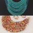 Bohemia Green Beads Weaving Decorated Multilayer Design  Alloy Jewelry Sets