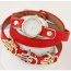Fashion Red Palm Shape Decorated Multilayer Design Alloy Ladies Watches