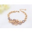 Elegant Champagne Gold+tanzanite Diamond Decorated Oval Shape Hollow Out Design Alloy Crystal Bracelets