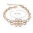 Elegant Champagne Gold+multicolor Diamond Decorated Oval Shape Hollow Out Design Alloy Crystal Bracelets