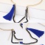 Fashion Blue Double Tassel Decorated Simple Design