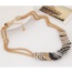 Fashion Gold Color Square Metal Pendant Decorated Double Layer Chain Design Alloy Bib Necklaces
