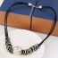 Fashion Black Beads Ball Pendant Decorated Multilayer Chain Design Alloy Bib Necklaces