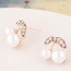 Sweet White Diamond Decorated Cherry Shape Design Alloy Stud Earrings
