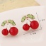 Sweet Red+white Diamond Decorated Cherry Shape Design Alloy Stud Earrings