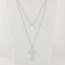Sweet Silver Color Cross&diamond Decorated Double Layer Design