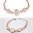 Luxurious Rose Gold+white Diamond Decorated Round Shape Design Alloy Crystal Bracelets