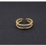 Sweet Gold Color Diamond Decorated Double-deck Opening Design Zircon Korean Rings