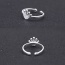 Sweet Silver Color Palm Shape Decorated Opening Design Zircon Korean Rings