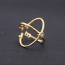 Sweet Gold Color Crossed Love Decorated Opening Design Zircon Korean Rings