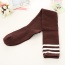 Classic Coffee+white Stripe Pattern Decorated Knee-high Design