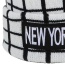 Trendy Black+white Grid Pattern Decorated Knitting Cap